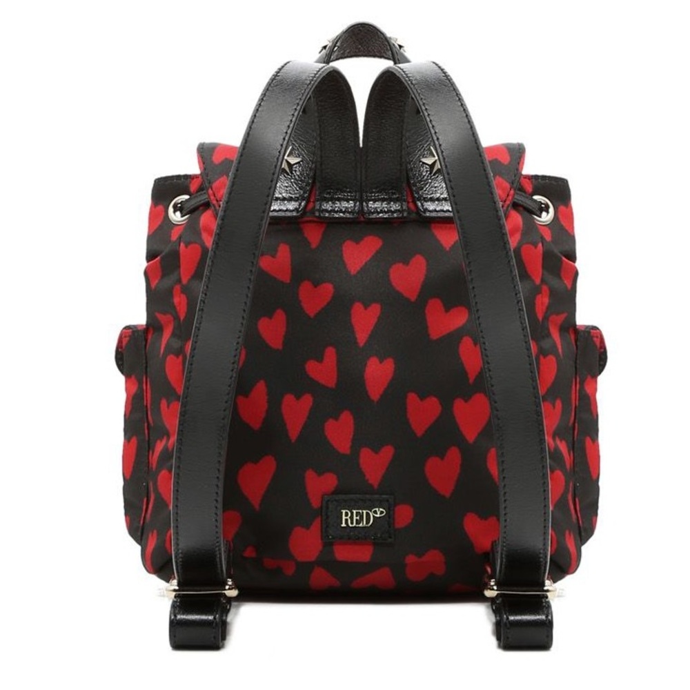 RED Valentino Black Leather Mini Backpack with Red Heart Print - Picture 5 of 14